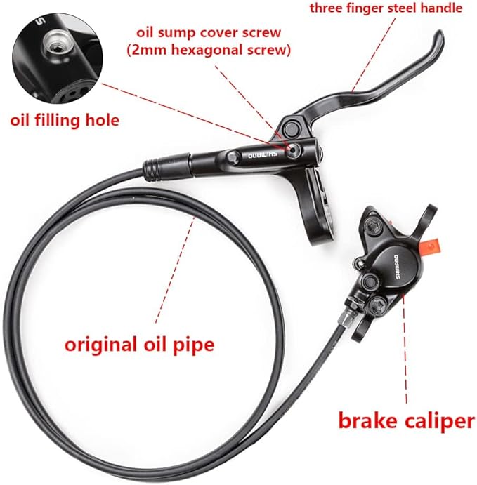 MT200 Hydraulic Brakes with SM-RT56 160/180mm Rotors, Left Front 800mm Right Rear 1500mm Hydraulic Brakes Aluminum Alloy Levers with Calipers Bike Disc Brakes
