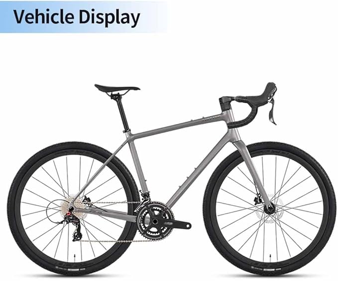 700C Gravel Road Bike Frameset 45cm 48cm 51cm 54cm Aluminum Alloy Disc Brake Frame F12*100MM R12*142mm Thru-Axle Frame with Carbon Fiber Fork BSA BB68mm XC/ATV(Gray,48cm)