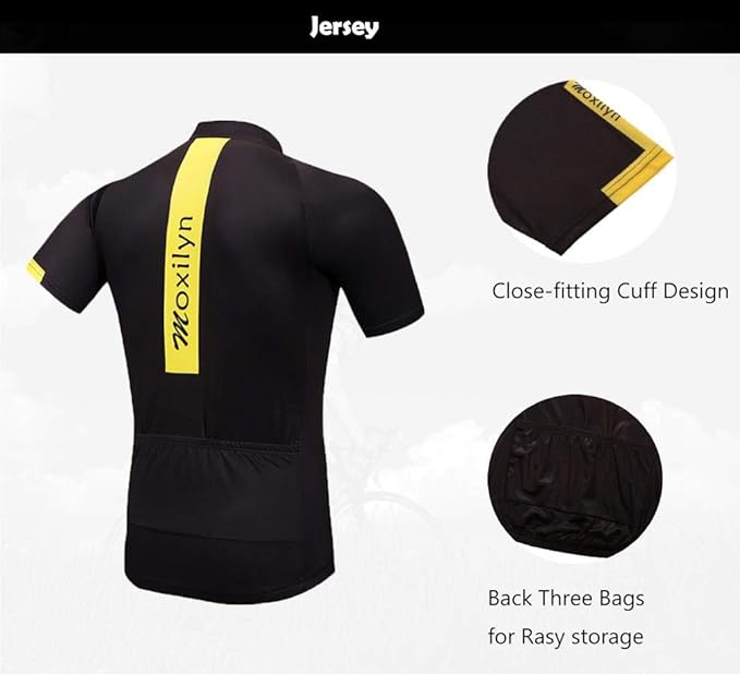 MOXILYN Men's Cycling Jersey Full Zip Riding Clothing Mountain Bike Tops Quick Dry - Bike Shirts