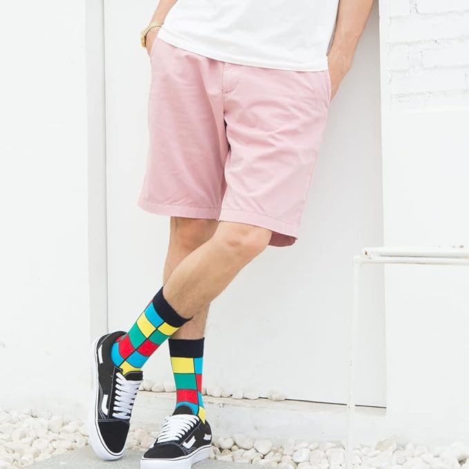 WeciBor Men's Dress Funny Crazy Colorful Novelty Combed Cotton Crew Socks 12 Pack - Size 7-10/10-13/13-15