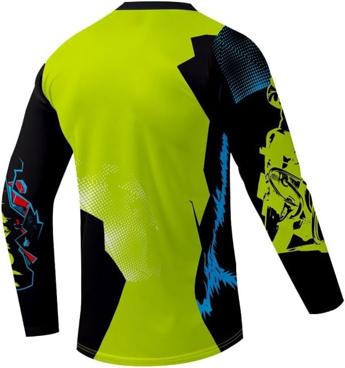 Men's MTB Shirt Long Sleeve Off-Road Motocross Cycling Jersey Mountain Bike Shirts Quick-Dry Moisture Wicking