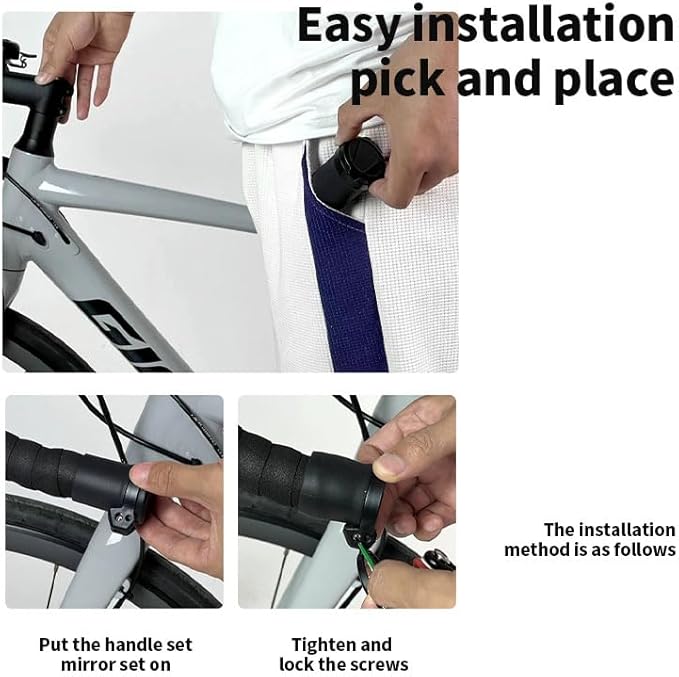 Bicycle Mirror for Handlebars, Mini Foldable Rear View Mirror, Rubber Mounting Sleeve for Handlebars, 360°Rotatable Universal Bicycle Mirror for Mountain Bike