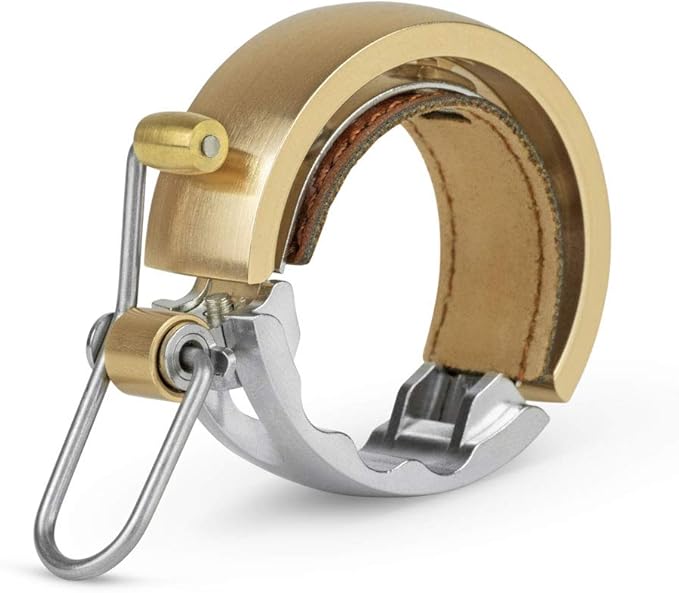 KNOG Bicycle Bell Luxury Model Large (Inner Diameter: 0.9-1.2 inches (23.8-31.8 mm) Comfortable Tone Leather Shim Brass Hammer CNC Cutting [Oi Luxe Large] Ring Type