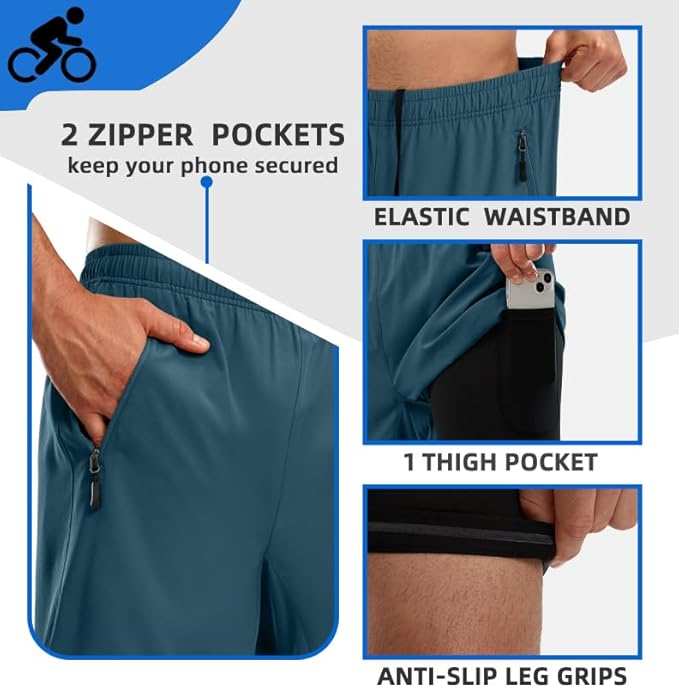 Bikewa Men's Mountain Bike Shorts 3D Padded Loose-fit Riding Biking Cycling Bicycle Biker Shorts for Men Zipper Pockets
