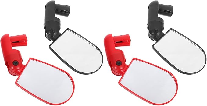 Zerodeko 2 Pairs Adjustable Rearview Bike Mirrors for Handlebars, Lightweight Reflective Bicycle Mirrors for Mountain and Road Bikes, Shockproof Cycling Accessories with Crimson and Ebony