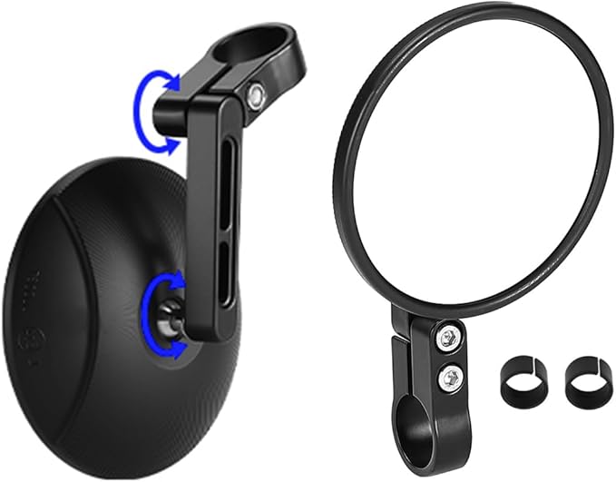 Motorcycle Rear View Mirror, Universal 4 Inch Round CNC Aluminum Bar End Side Mirror for 22mm or 25.4mm Handlebar Diameter Compatible with Most Motorcycle,Bike, Scooters, ATV, UTV