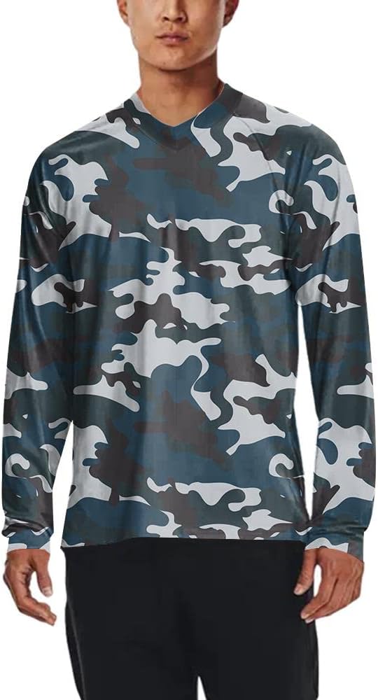 Men's MTB Shirt Long Sleeve Off-Road Motocross Cycling Jersey Mountain Bike Shirts Quick-Dry Moisture Wicking