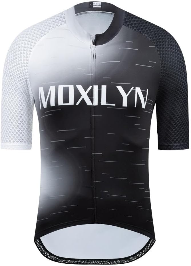 MOXILYN Men's Cycling Jersey Short Sleeve with 4 Pockets Moisture Wicking Breathable Quick Dry MTB Biking Shirt