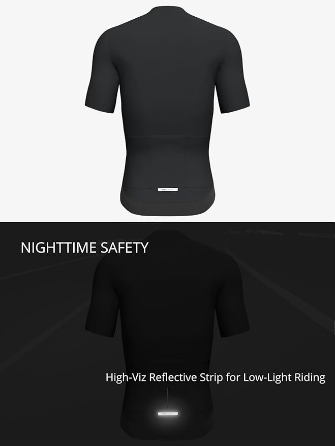 Wulibike Men's Cycling Jersey Short Sleeve - Slim Fit - Breathable Bike Shirt for Lean & Lightweight Cyclists (Runs Small)
