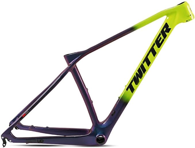 Bike Carbon Fiber Frame 27.5er 29er Hardtail Mountain Bike Frame 15''/17''/19'' Internal Routing Disc Brake Frame QR 135mm XC AM(Yellow,27.5 * 17'')