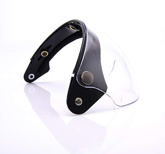 VCOROS Universal Motorcycle Retro Pilot-Style Standard 3 Snap-Button Visor Flip Up Down Open Face Helmet Half Face Shield(Clear)