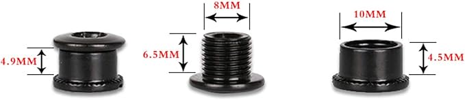 Ruiling 5pcs MTB Chainring Screw Mountain Road Bike Refitting Crankset Parts 4.9mm Fixing Bolts for Single Chainwheel Black