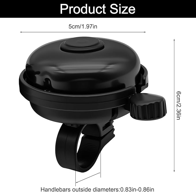 Classic Bike Bell for Adults, Aluminum Bicycle Bell, Loud Crisp Clear Sound Bicycle Horn Bike Accessories for Adult Bikes, Easy Installation, Use for Mountain Road and Commuter Safety