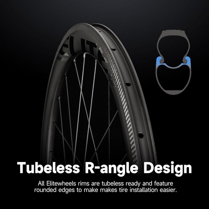 ELITEWHEELS SLT Carbon Fiber Road Bike Wheels 700C Ceramic Bearing Hub Tubeless Compatible Clincher Wheelset Pillar 1423 Spoke