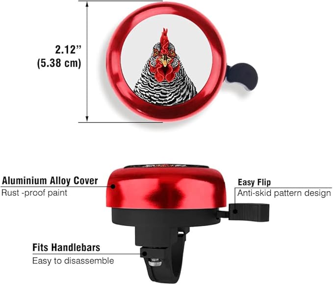 WIRESTER Red Aluminum Round Bike Bell, Classic Ring Bicycle Bell, Bike Accessories Bell Ring for Adults Kids Girls Boys