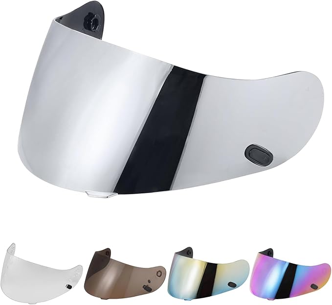 HJ-09 Helmet Visor Face Shield Compatible with CL-15/ CL-16/ CL-17/ CL-SP/AC-12 /FS-10/ CS-R1/ IS-16/ CS-R2/ TR-1 (Chrome Silver)