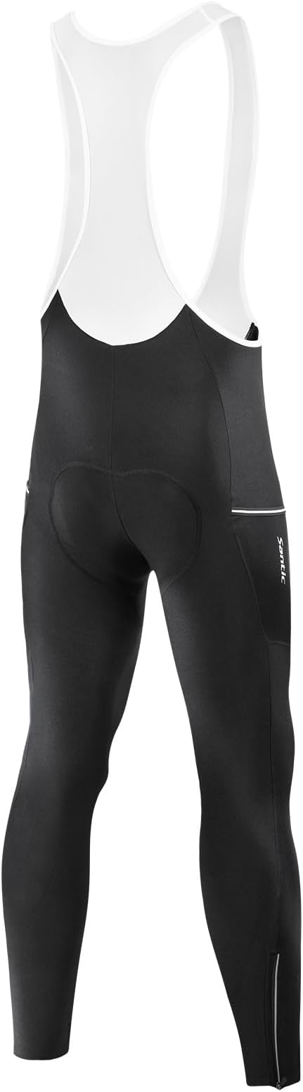Santic Men's Winter Fleece Pro Cycling Bib Pants 4D Padded Thermal Cold Weather Bike Riding Pants with Pockets