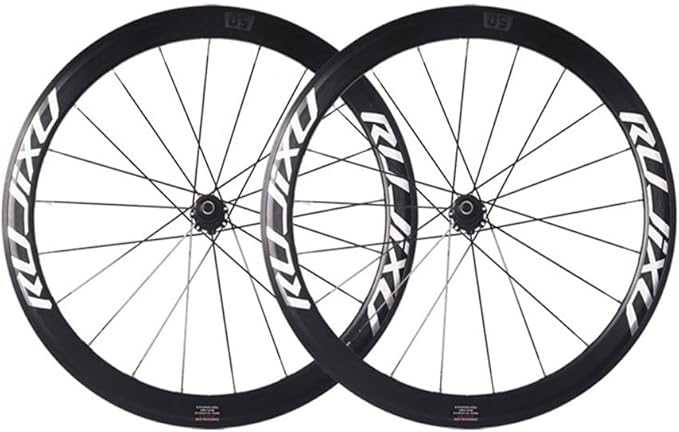 700C Road Bike Wheelset C/V/Rim Brake with Carbon Hub 50mm Double Wall Bike Rims Front and Rear Wheels 8/9/10/11Speed Cassette 100/130mm QR 16H Front 21H Rear(Purple Hub)