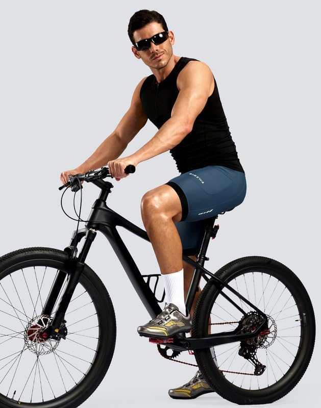 Bikewa Men's Cycling Shorts 7" 4D Padded Bike Shorts for Men Road Biking Bicycle Riding Cycle Biker Phone Pockets