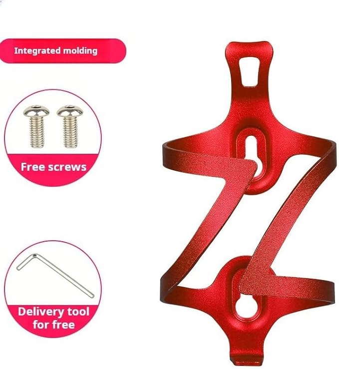 Premium Aluminum Alloy Bike Cup Holder - - Durable Water Bottle Cage for Bicycle, Road Bike, Mountain Bikes (Red)