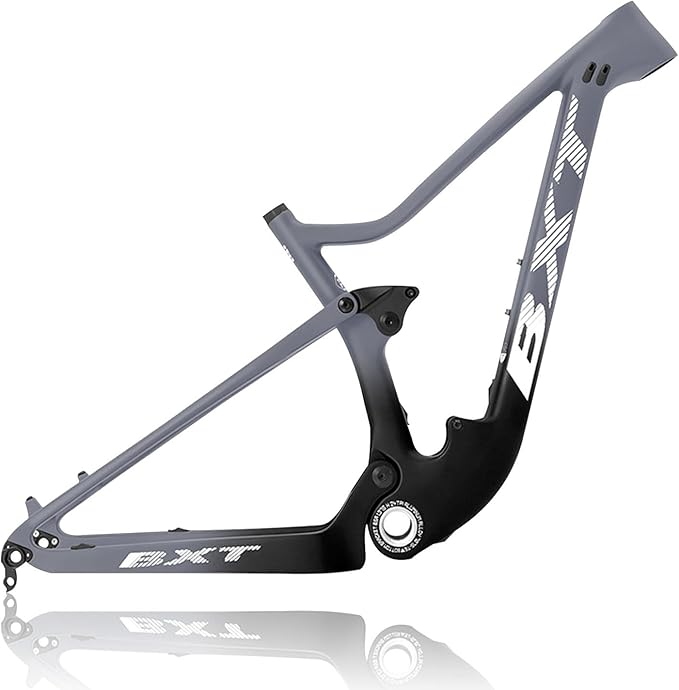29er Full Suspension Mountain Bike Frame 16/17/19/21inch Carbon Disc Brake Bike Frame XC Soft Tail Enduro Frame Thru-Axle 12 * 142MM/Quick Release 9 * 135MM Travel 100mm(Gray,29 * 17")