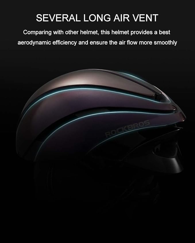 ROCKBROS Adult Bike Helmet Streamlined Aerodynamic, Comfortable Y - Shaped Strap Cycling Helmet for Men Women (58-62 cm) Reflective Adjustable Webbing for Road & Mountain Biking