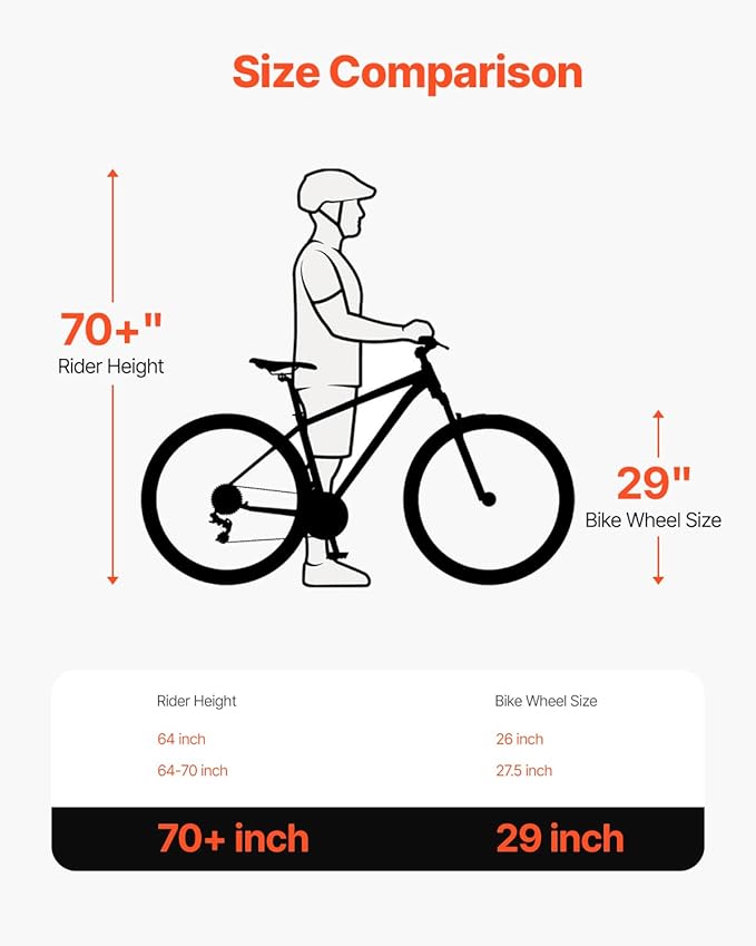 VEVOR Mountain Bike for Men/Women, 20"/26"/29" Sizes, 7/21/24 Speed Twist Shifting, Front or Dual Suspension, Dual Disc Brakes, Comfort Saddle, Sleek Colors