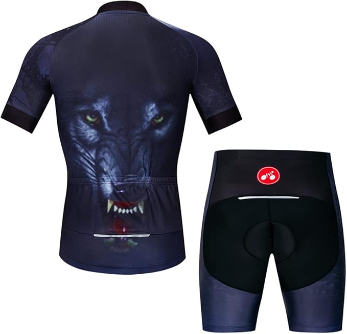 Hotlion Men's Cycling Jersey Sets Gel Pad Summer Bike Clothing Suit Breathable Bike Clothes with 3 Rear Pockets