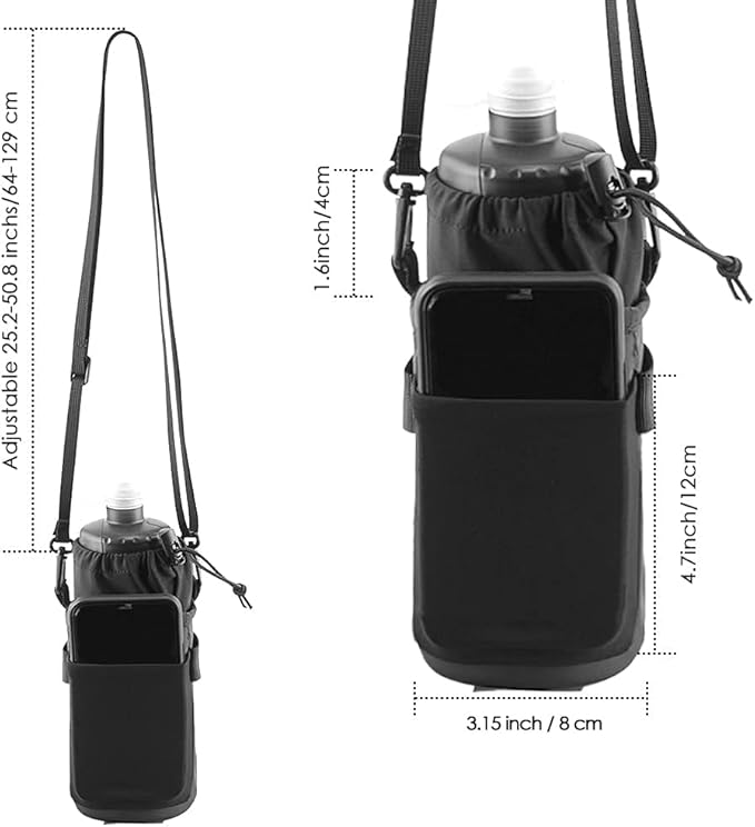 WOTOW Bike Water Bottle Holder- Insulated Bicycle Cup Holder with Shoulder Strap, Bike Drink Holder with Phone Storage for Adult Kids, Handlebar Cycling Water Bottle Cage for Mountain Touring