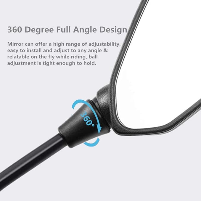 【2026 Upgraded】Motorcycle Convex Rear View Mirror, Mirrors For Bike,motorcycle,atv,scooter, with M8 M10 Threaded Bolt, with 7/8" Handle Bar Mount Clamp Compatible with Cruiser, Suzuki, Honda,Victory
