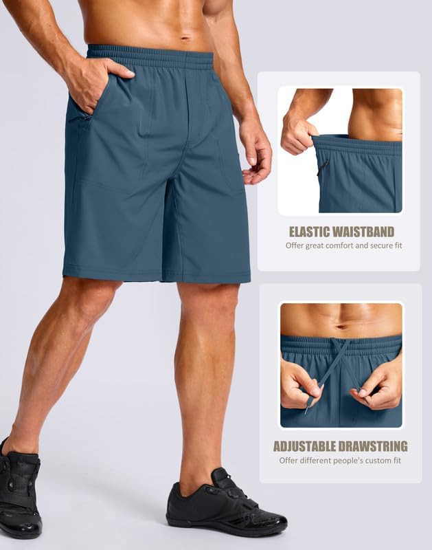Bikewa Men's Mountain Bike Shorts 4D Padded Baggy Bicycle Biking Riding Lightweight Cycling Shorts with Zipper Pockets