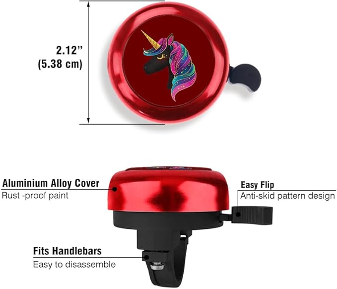 WIRESTER Red Aluminum Round Bike Bell, Classic Ring Bicycle Bell, Bike Accessories Bell Ring for Adults Kids Girls Boys