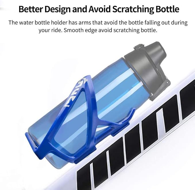 Bike Water Bottle Cage, Universal Drink Holder, Durable Ultralight Plastic Bottle Holder for Cycling, 2 Pack - Blue
