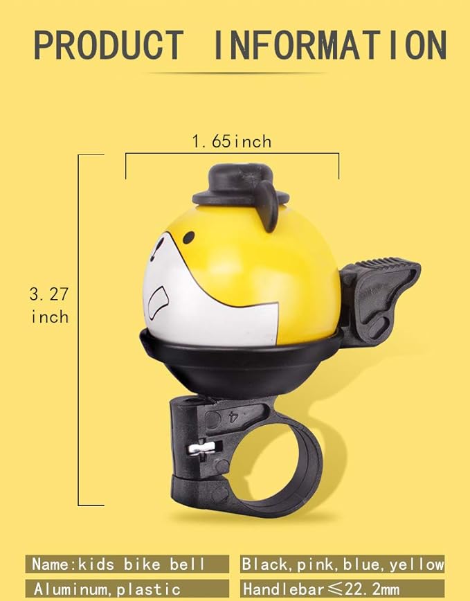 Kids Bike Bell, 360° Rotatable Cartoon Cycling Bell for Girls Boys and Adult, Loud Crisp Clear Sound Bicycle Handlebar Ring Horn, Children's Bike Accessories
