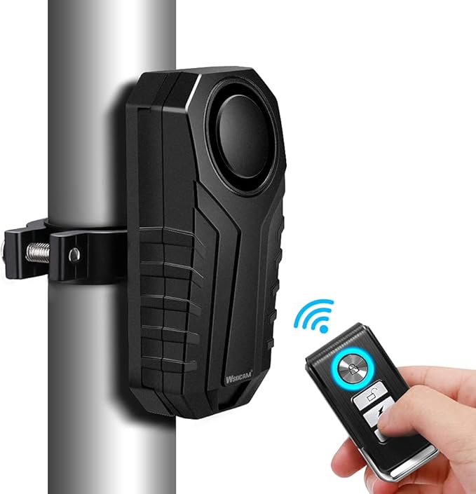WSDCAM Anti-Theft Bike Alarm with Mount, 113dB Burglar Vibration Motorcycle Bicycle Alarm Security System Waterproof Cycle Bike Alarm with Remote