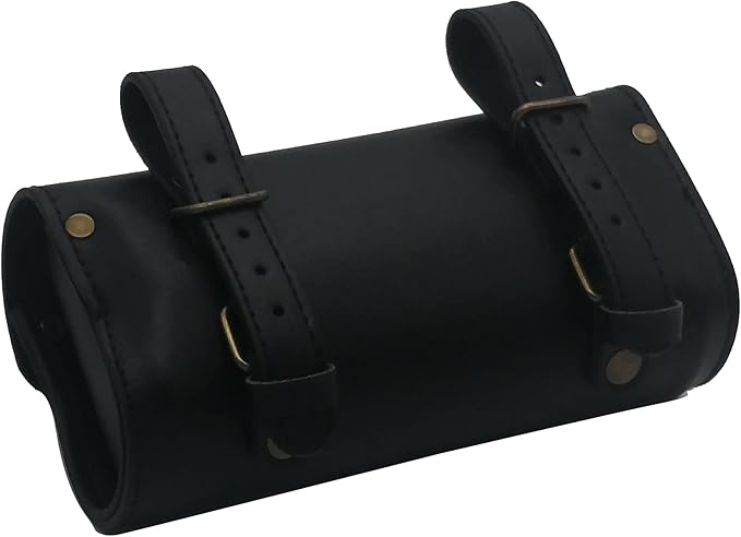 WUYAN Bike Handlebar Leather Bags Under Seat Retro Classical Mountain MTB Road Bike Leather Bag for Cell Phone， Saddle Tail Rear Pouch Seat Storage Cycling Case Carry Accessories