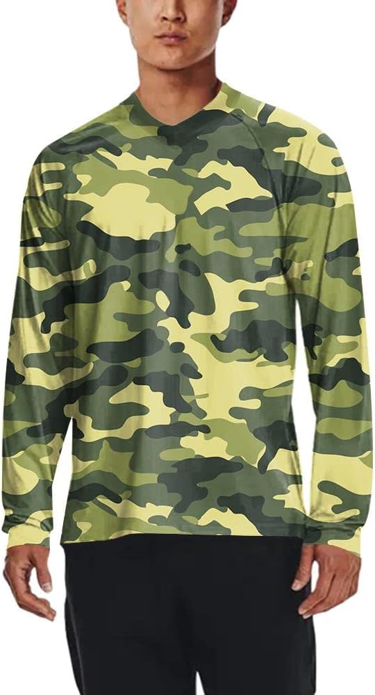 Men's MTB Shirt Long Sleeve Off-Road Motocross Cycling Jersey Mountain Bike Shirts Quick-Dry Moisture Wicking