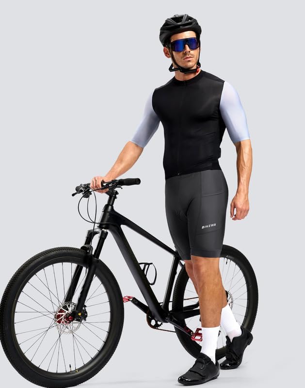 Bikewa Men's Cycling Shorts 7" 4D Padded Bike Shorts for Men Road Biking Bicycle Riding Cycle Biker Phone Pockets