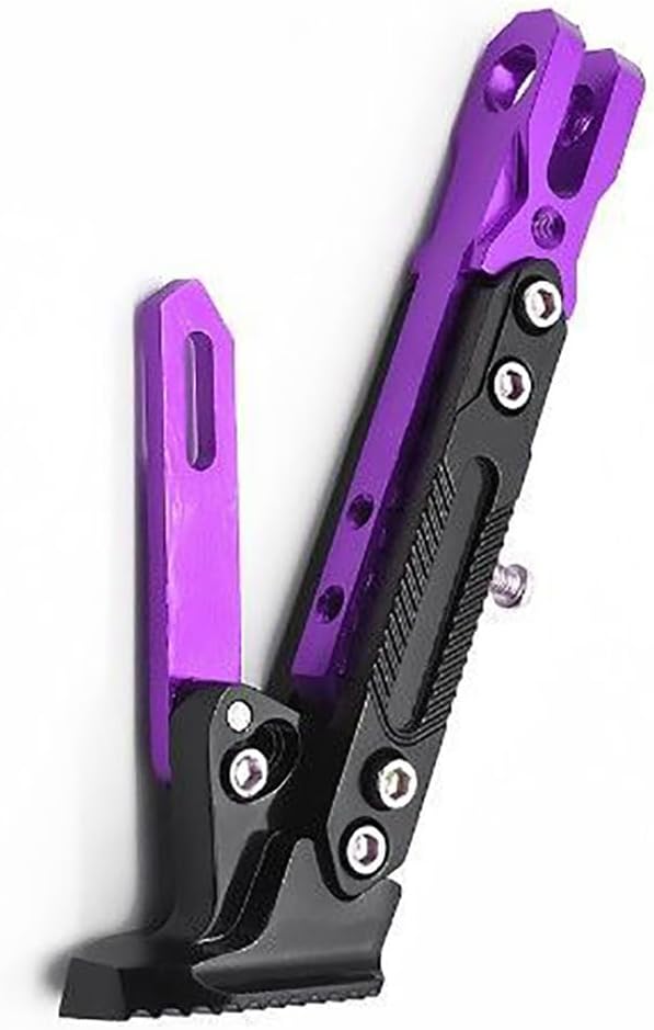 Motorcycle Universal Kickstand Adjustable CNC Aluminum Tripod Holder Kickstand Foot Side Support Stand for Motorcycle Scooter Motorbike Motocross Electric Dit Pit Bike (Purple)