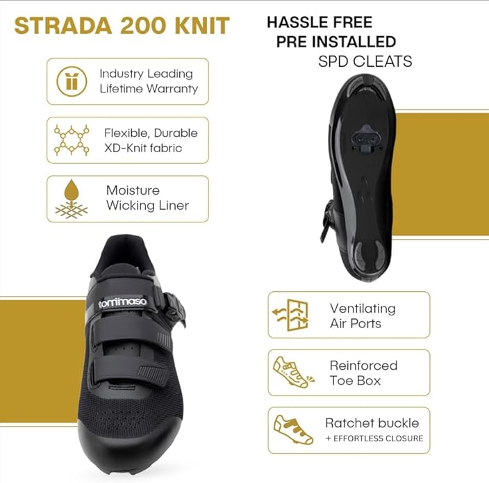 Tommaso Strada Mens SPD & Peloton Shoes—Ready-to-Ride with Peloton Delta Cleat or SPD Cleats for Indoor Bikes—Explore Vareity Cycling Shoes & Bike Accessories.