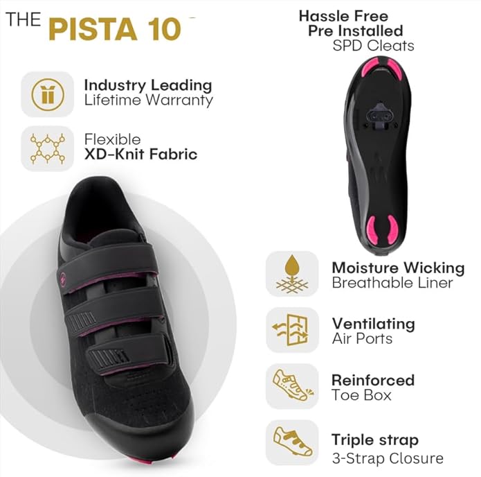 Tommaso Pista 100 SPD & Peloton Shoes for Women—Ready to Ride with Peloton Delta Cleat or SPD Cleats for Various Indoor Bikes—Explore Vareity Cycling Shoes & Bike Accessories