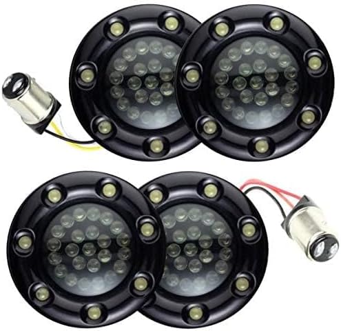 Eagle Lights 2 Inch Infinity Beam Front and Rear LED Turn Signal Kit w/Running LED Light Ring Covers for Harley Davidson Motorcycles - Black / 1157 Front / 1157 Rear