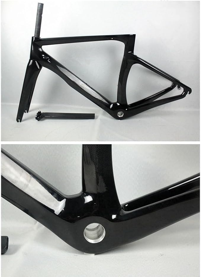 TUJISEK 700C Road Bikes Frame Carbon Fibre Frameset with Fork + Headset 47/50/52/54/56CM Frame V Brake QR 130MM Internal Routing Ultra Light