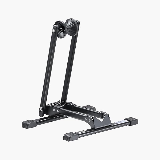 VEVOR Bike Rack, Fits 20 to 27 Inch Mountain & Road Bikes, Alloy Steel Rust-Resistant Bike Floor Stand Rack, Foldable Bicycle Stand for Entryway, Garage, Home Bikes Parking & Storage, 1 Pack, Black