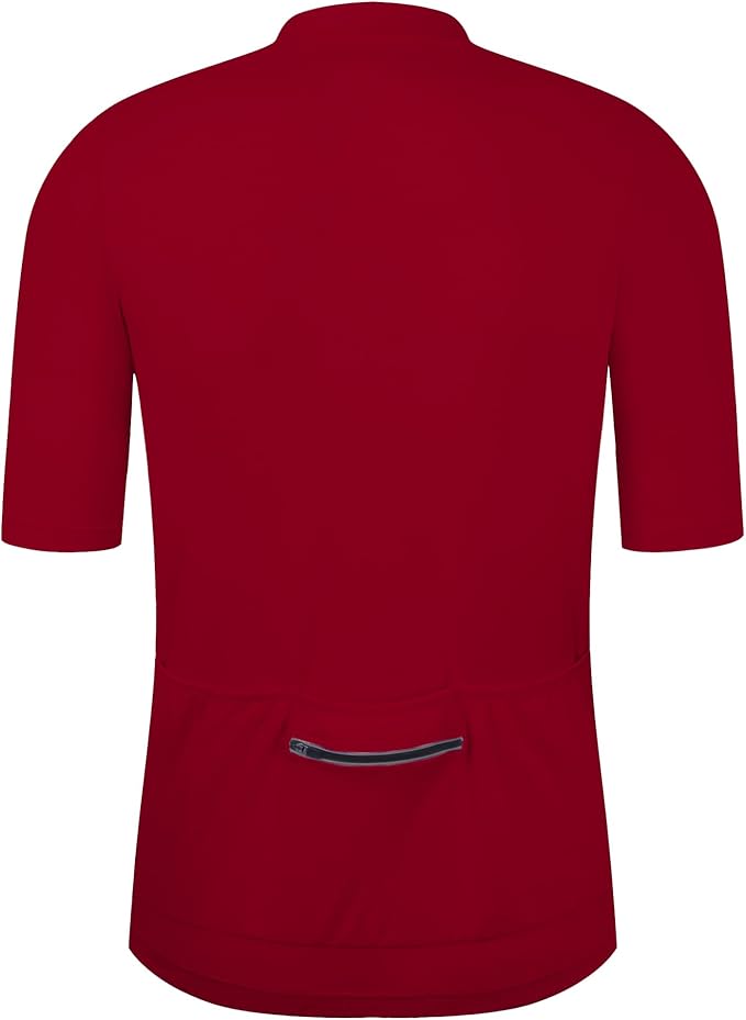 Men's Cycling Jersey Short Sleeves Bike Jersey 1/3 Zipper Solid Color Club Fit, Biking Cycling Shirt Zipper Pocket