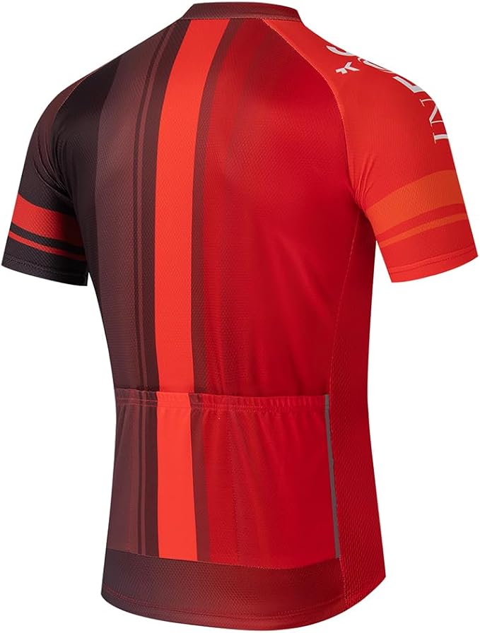 Men's Cycling Bike Jersey Short Sleeve Biking Shirt with 3 Rear Pockets + Zipper Pocket Breathable Quick Dry Bicycle Jersey