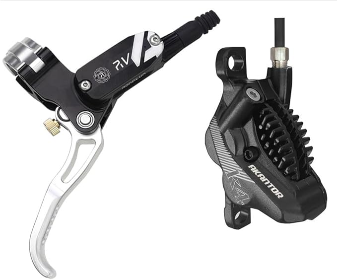 FukkeR Bicycles Aluminum Disc Brakes Front & Rear 900mm/1600mm 4-Pistons E-Bikes Electric Power-Off Hydraulic Brake Fit 160mm Rotor for Mountain Bikes BMX EBike XC Trail