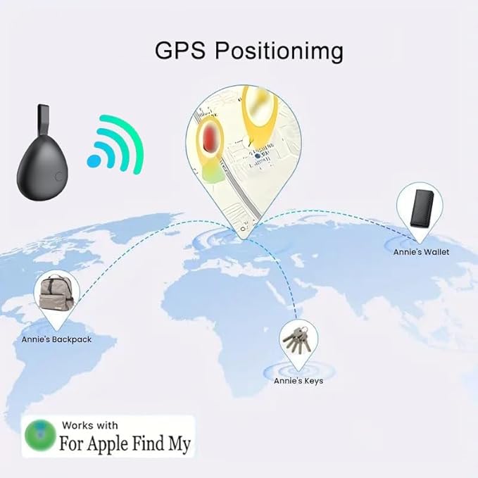 Mini GPS Tracker for Vehicles, Tracking Devices for Cars Hidden, No Subscription Car Tracker Work with Find My (iOS Only), Vehicle Tracker with Audio for Kids, Dogs, Key, Luggage, Bag (Black, 2 Pack)