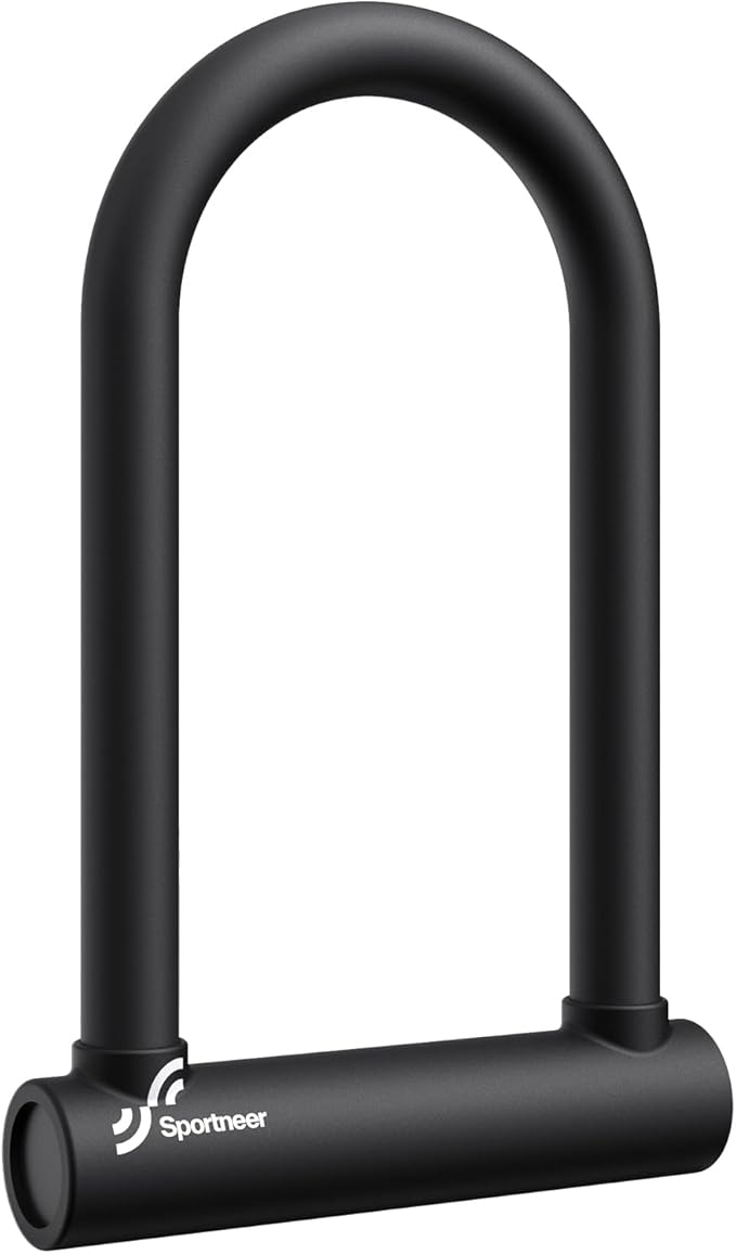 Sportneer Bike Lock - 18mm Shackle Heavy Duty Anti Theft Bike U Lock with 3 Keys - Bicycle U-Locks with Sturdy Mounting Bracket for Road, Mountain, Electric & Folding Bike, Size 9.85''x6.3''