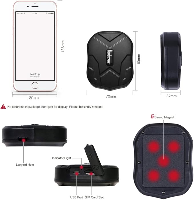 TKSTAR 4G GPS Tracker for Vehicles 10000mAh Magnetic Car GPS Tracker Locator Real-time Anti-Theft Tracking Device for Vehicles, Motorcycle, Trucks, Boats (4G TK905B)
